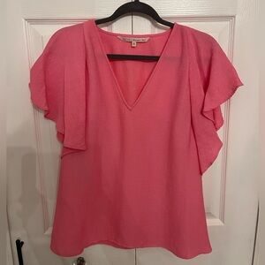 RACHEL Rachel Roy Pink V-Neck Flutter Sleeve Top
